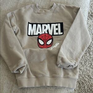 Marvel Tan Sweatshirt with Red Spider-Man Emblem